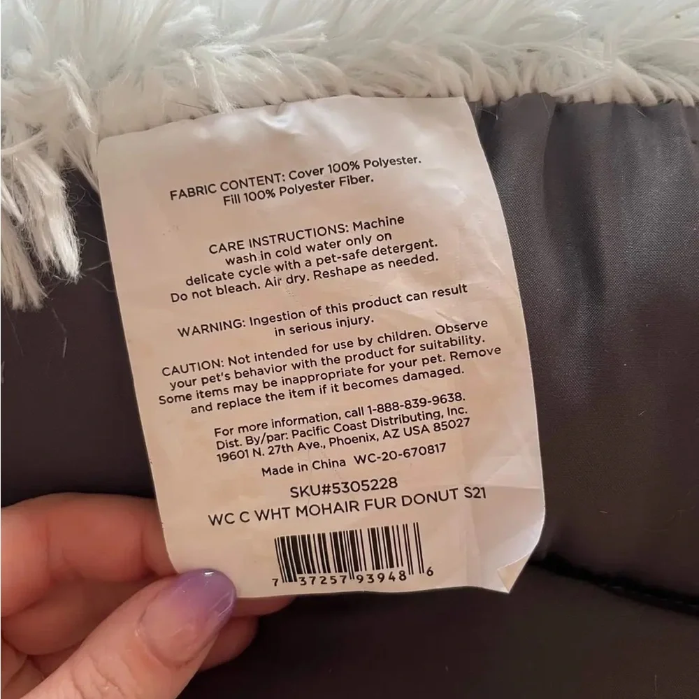 White Mohair Fur Donut Cat Bed